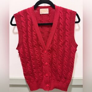 Vintage Pendleton 100% virgin wool Red Cable Knit Vest